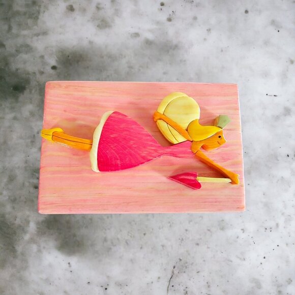 NWOT Mexican Wooden Hand-Crafted Adorable Angel Trinket Jewelry Box - Picture 2 of 5